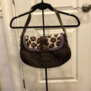 Coach Purse Ocelot Suede Calf Hair Leopard Print